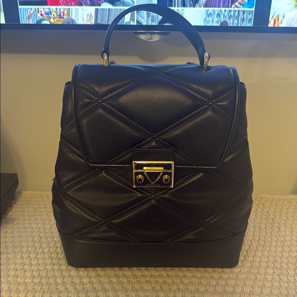Elegant Black Quilted Backpack